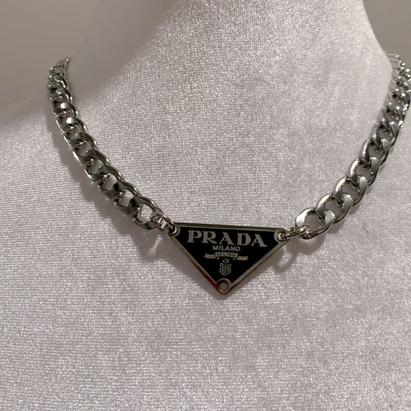 Authentic Prada Silver Chain with Logo Emblem - Picture 2 of 6